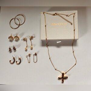 Gold Filled Fine Jewelry Set Of 7PC Earrings Necklace Pendant